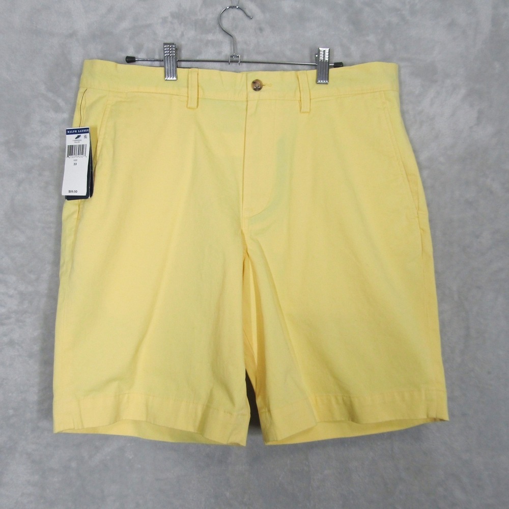 Polo Ralph Lauren Mens Yellow Stretch Classic Fit 9" Chino Shorts 33 NWT